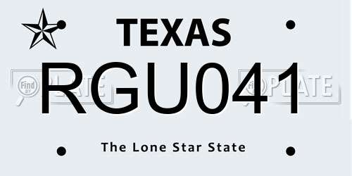 RGU041 Texas License Plate
