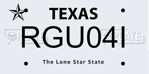 RGU04I Texas License Plate