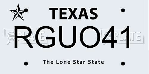 RGUO41 Texas License Plate