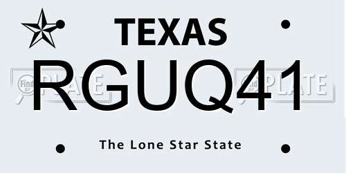 RGUQ41 Texas License Plate