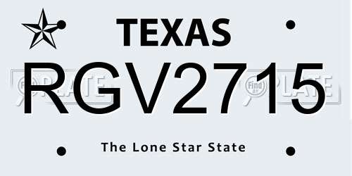 RGV2715 Texas License Plate