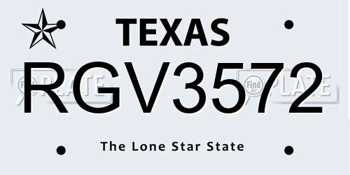 RGV3572 Texas License Plate