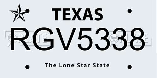 RGV5338 Texas License Plate
