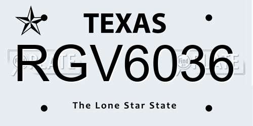 RGV6036 Texas License Plate