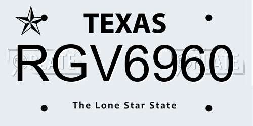 RGV6960 Texas License Plate