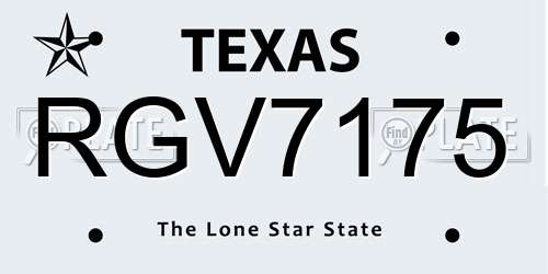 RGV7175 Texas License Plate