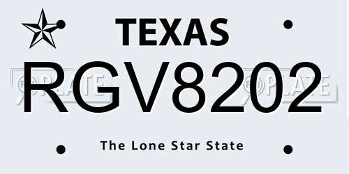 RGV8202 Texas License Plate