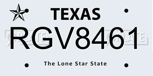 RGV8461 Texas License Plate