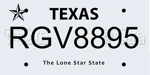 RGV8895 Texas License Plate