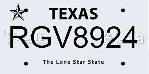 RGV8924 Texas License Plate