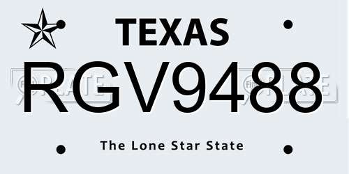 RGV9488 Texas License Plate