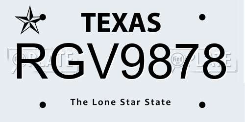 RGV9878 Texas License Plate