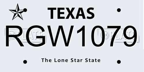 RGW1079 Texas License Plate