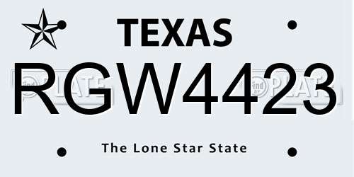 RGW4423 Texas License Plate