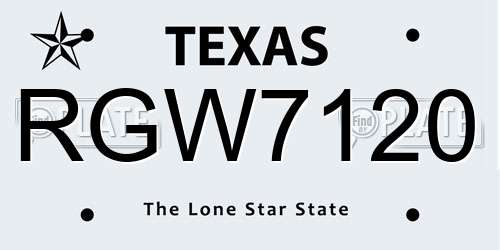 RGW7120 Texas License Plate