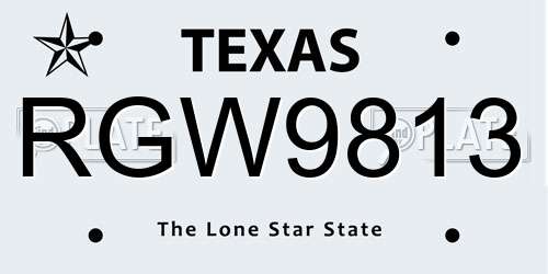 RGW9813 Texas License Plate