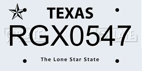 RGX0547 Texas License Plate