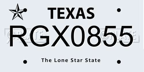 RGX0855 Texas License Plate