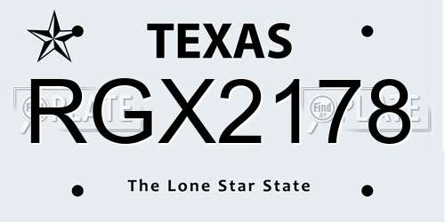 RGX2178 Texas License Plate
