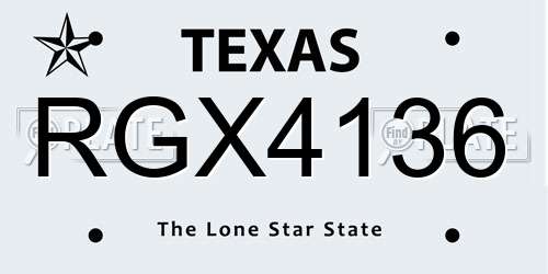RGX4136 Texas License Plate