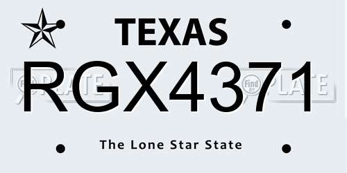 RGX4371 Texas License Plate
