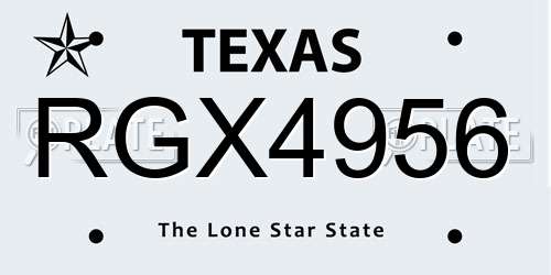 RGX4956 Texas License Plate