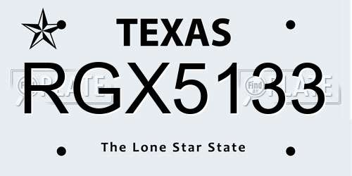RGX5133 Texas License Plate