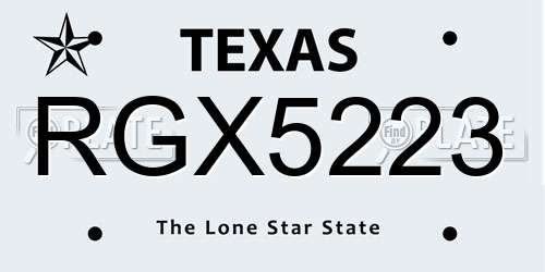 RGX5223 Texas License Plate