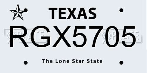 RGX5705 Texas License Plate