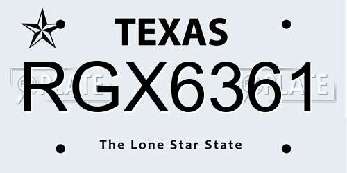 RGX6361 Texas License Plate