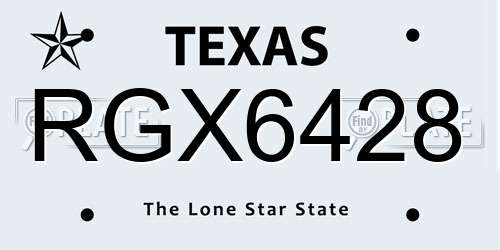 RGX6428 Texas License Plate