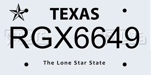 RGX6649 Texas License Plate