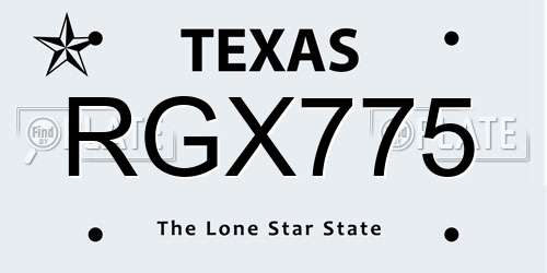 RGX775 Texas License Plate