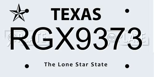 RGX9373 Texas License Plate
