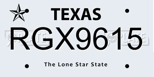 RGX9615 Texas License Plate