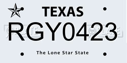RGY0423 Texas License Plate