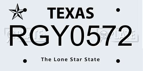 RGY0572 Texas License Plate