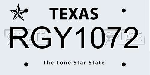 RGY1072 Texas License Plate