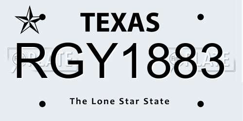 RGY1883 Texas License Plate