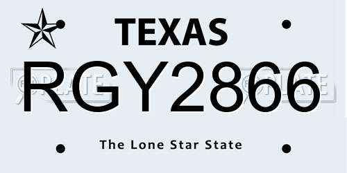RGY2866 Texas License Plate