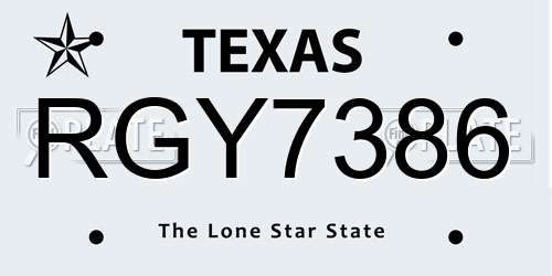 RGY7386 Texas License Plate