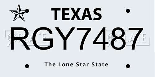 RGY7487 Texas License Plate