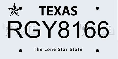 RGY8166 Texas License Plate