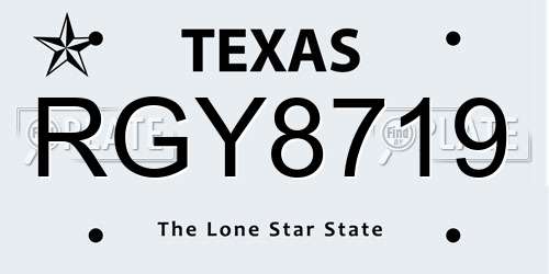 RGY8719 Texas License Plate