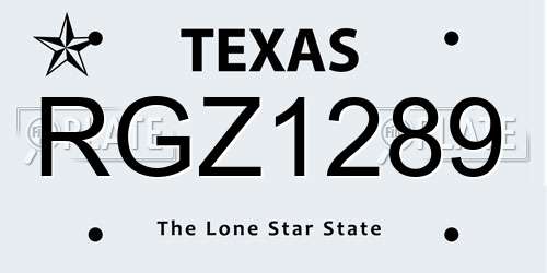 RGZ1289 Texas License Plate
