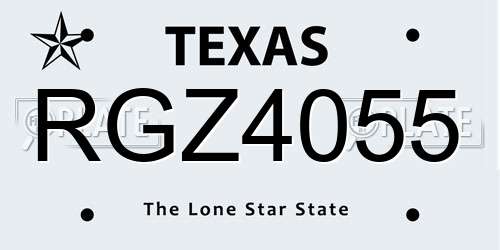 RGZ4055 Texas License Plate