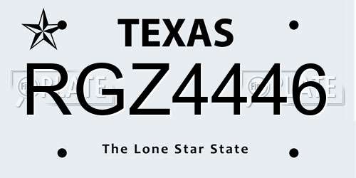 RGZ4446 Texas License Plate