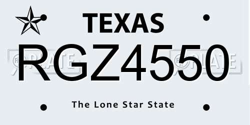 RGZ4550 Texas License Plate
