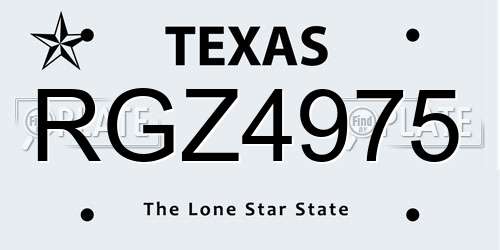 RGZ4975 Texas License Plate