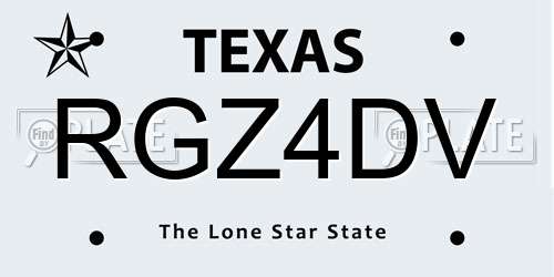 RGZ4DV Texas License Plate